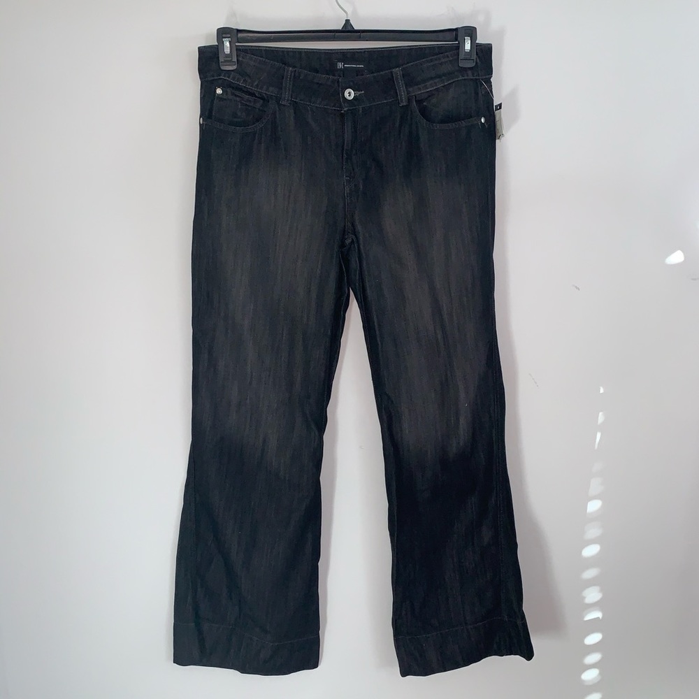 INC Wide Leg Black Wash Jeans Size 14